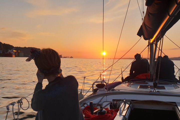 a person in a boat on a body of water